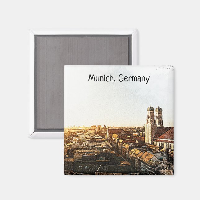Aimant Vue panoramique de Munich Allemagne (Recto/Verso)