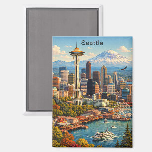 Aimant Vue panoramique de Seattle, Washington