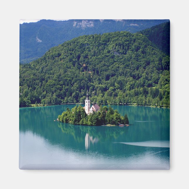 Aimant Vue panoramique sur le lac de Bled (Devant)