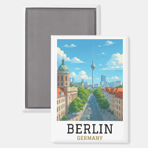 Aimant Vue rétro de la skyline de Berlin et de la Tour TV