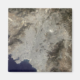Aimant Vue satellite en couleur sur le centre d'Athènes
