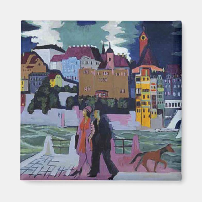 Aimant Vue sur Bâle et le Rhin, Ernst Ludwig Kirchner (Devant)