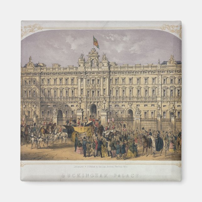 Aimant Vue sur Buckingham Palace avec une foule à l'extér (Devant)