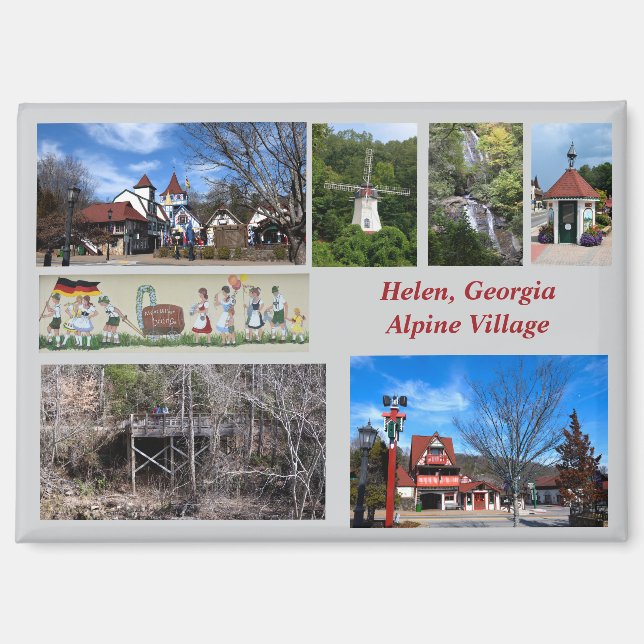 Aimant Vue sur Helen Georgia Alpine Village (Recto)