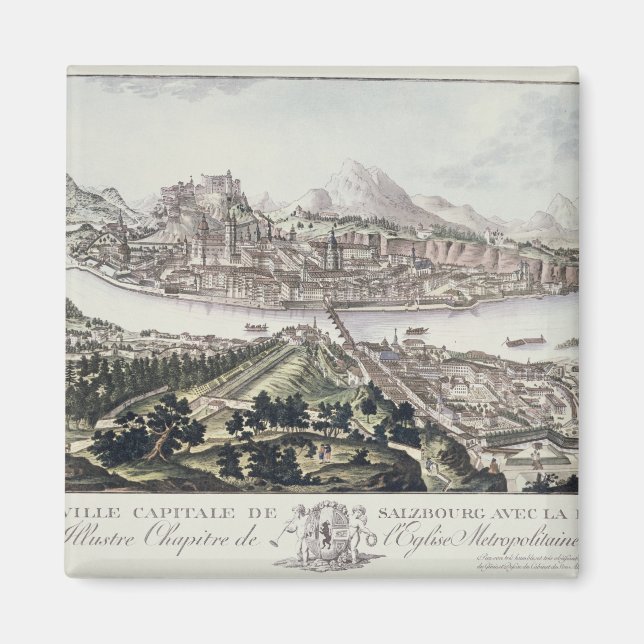 Aimant Vue sur la capitale et la forteresse de Salzbourg, (Devant)