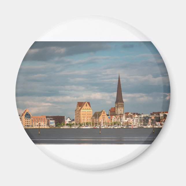 Aimant Vue sur la rivière Warnow à Rostock (Devant)