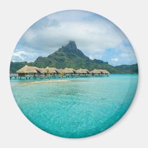 Aimant Vue sur l'aimant rond de l'île Bora Bora