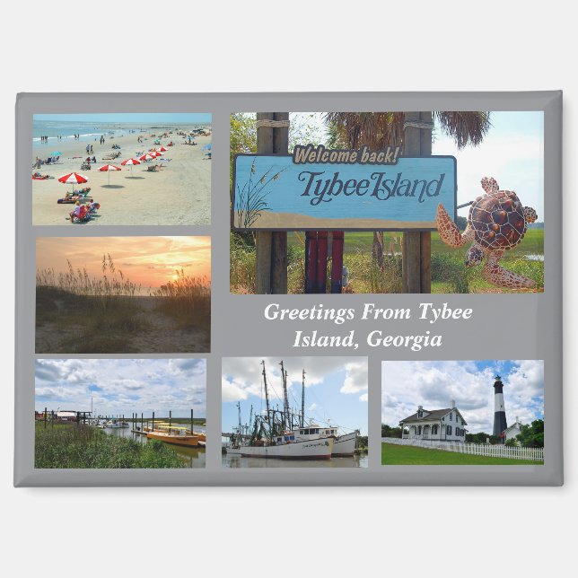 Aimant Vue sur l'île de Tybee, Géorgie (Recto)