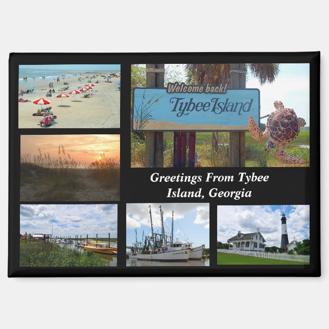 Aimant Vue sur l'île de Tybee, Géorgie (Recto)