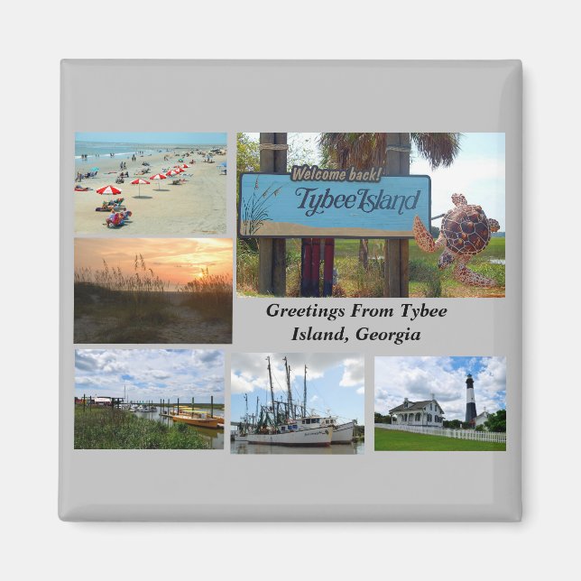 Aimant Vue sur l'île de Tybee, Géorgie (Devant)