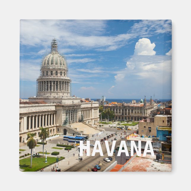 Aimant Vue sur un bâtiment du Capitole à La Havane, Cuba (Devant)