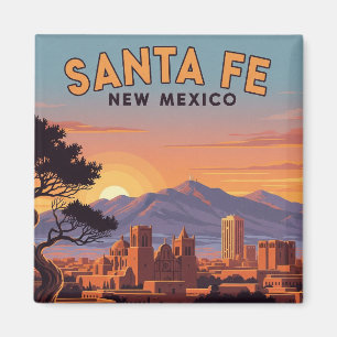 Aimant Vue vintage sur la ligne d'horizon de Santa Fe Nou