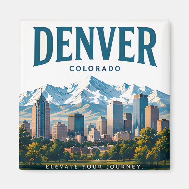 Aimant Vues alpines de la ville de Denver (Devant)