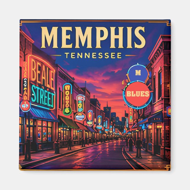 Aimant 🎸 Vues de Beale Street à Memphis Tennessee (Devant)