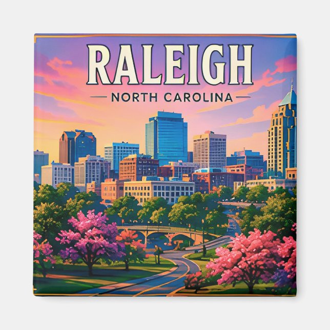 Aimant 🌳 Vues de l'horizon de Raleigh Caroline du Nord (Devant)