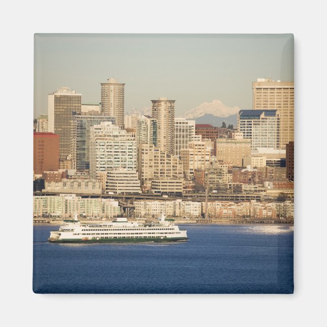 Aimant WA, Seattle, ligne d'horizon de Seattle et baie d' (Devant)