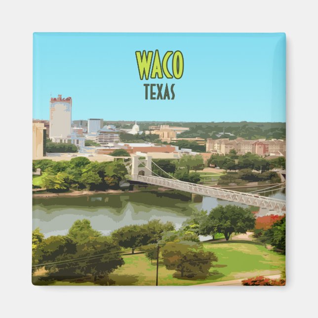 Aimant Waco Texas Brazos River Centre-ville Vintage (Devant)