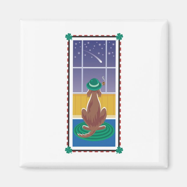 Aimant WagsToWish_Irish Setter Wishing sur une étoile (Devant)