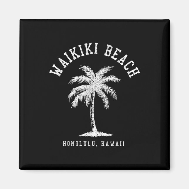 Aimant Waikiki Beach Honolulu Hawaii Vintage Hawaii Isl (Devant)