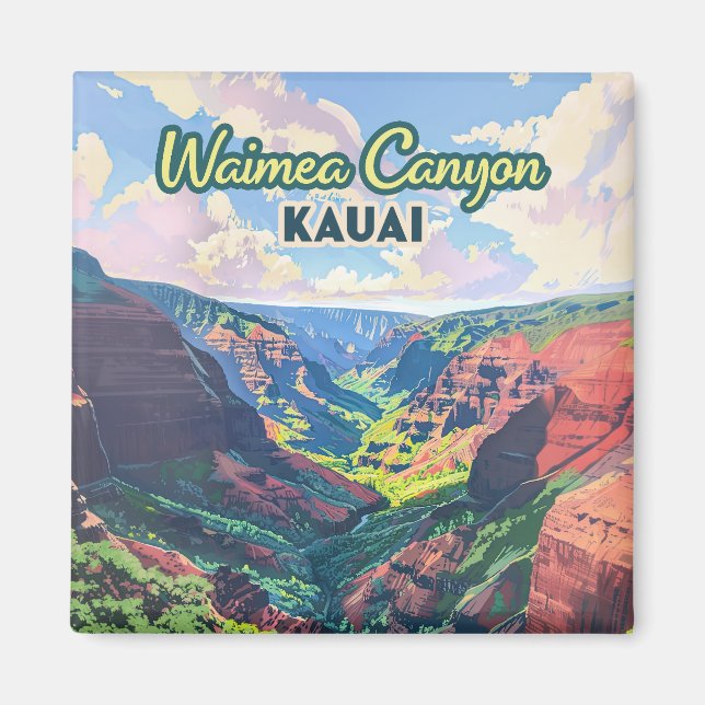 Aimant Waimea Canyon Kauai Hawaii Paysage Rétro (Devant)