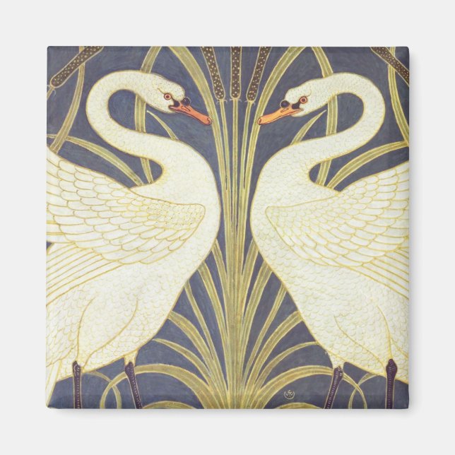 Aimant Walter Crane Cygne, Jonc Et Iris Art Nouveau (Devant)