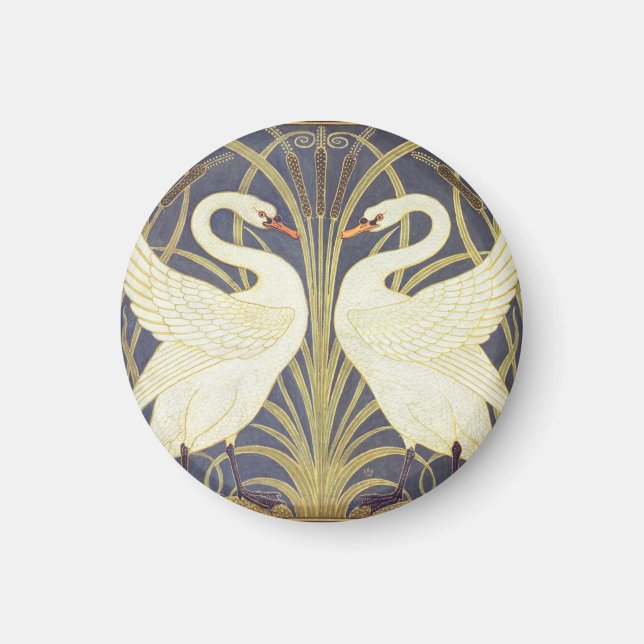 Aimant Walter Crane Cygne, Jonc Et Iris Art Nouveau (Devant)