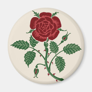 Aimant Walter Crane Motif de la rose rouge saxonne vintag