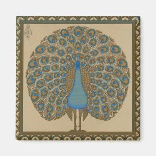 Aimant Walter Crane Or Peacock Art Bleu Doré Vintage