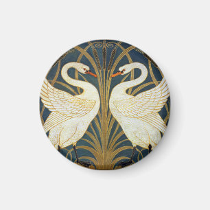 Aimant Walter Crane Vintage Cygne et Iris Art Nouveau