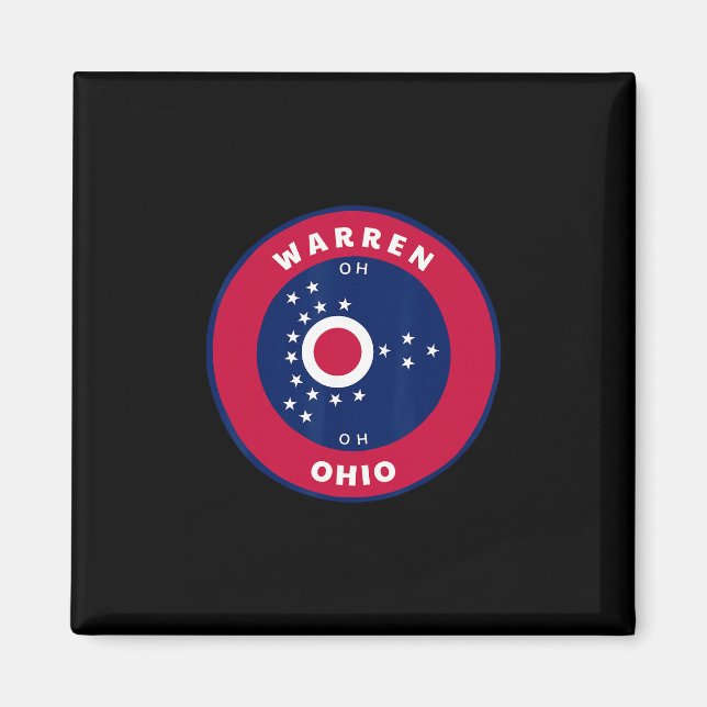 Aimant Warren Ohio Oh Drapeau Dge Roundlet Souvenir  (Devant)