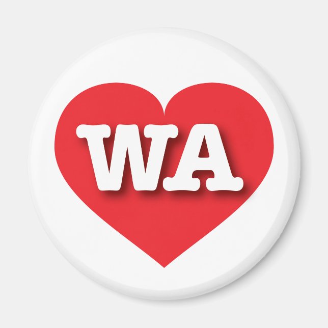 Aimant Washington Red Heart - J'aime WA (Devant)