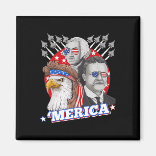 Aimant Washington Roosevelt Bald Eagle 4 juillet Patrio