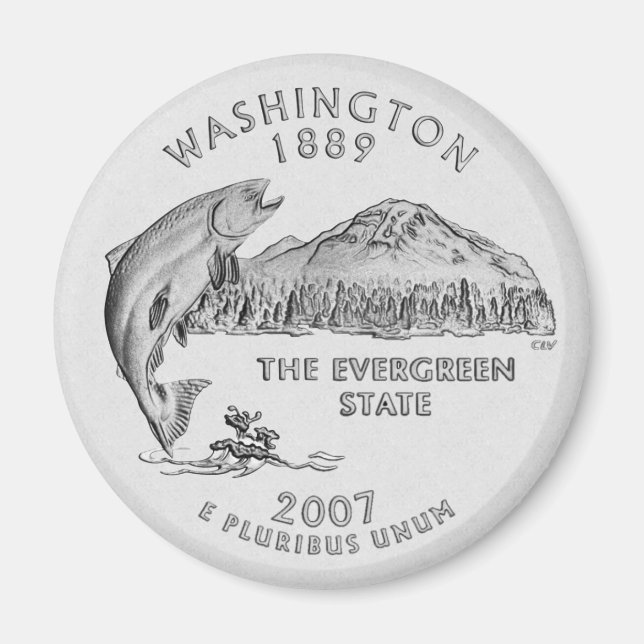 Aimant Washington State Quarter Grey (Devant)