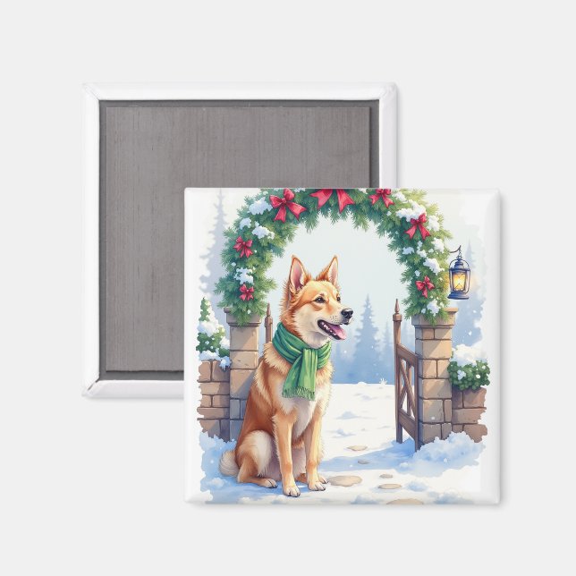 Aimant Watercolor Australian Kelpie Countryside Gate (Recto/Verso)