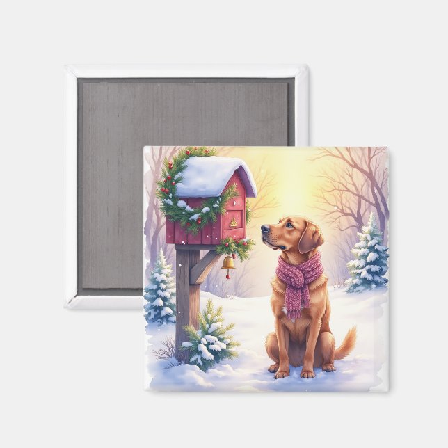 Aimant Watercolor Bloodhound Country Mailbox Christmas (Recto/Verso)