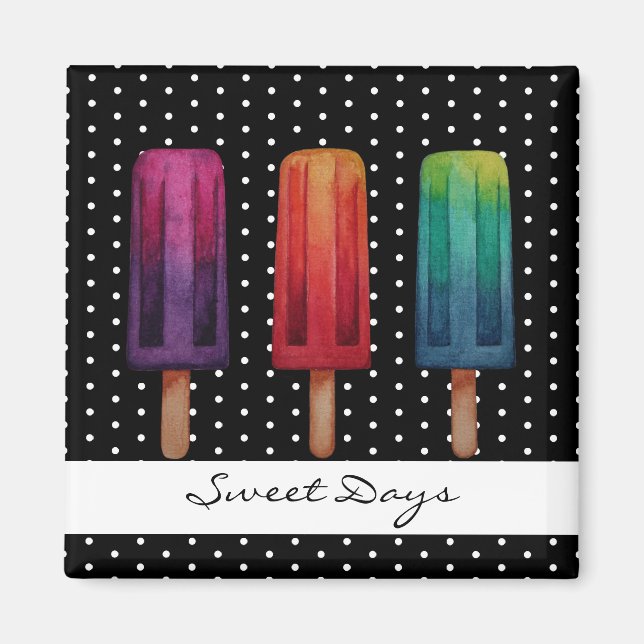 Aimant Watercolor Cute Popsicle Glaces Creams (Devant)