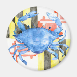 Aimant Watercolor maryland flag and blue crab
