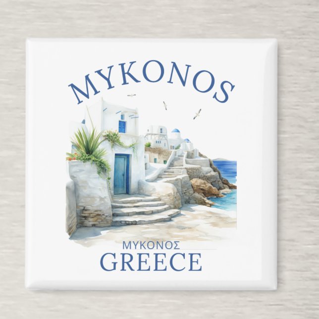 Aimant Watercolor Mykonos Greece Dreamscape (Créateur téléchargé)