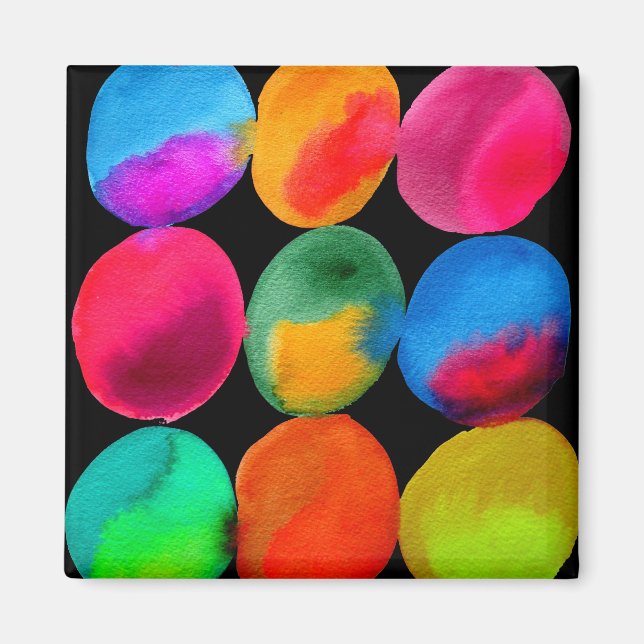 Aimant Watercolor neon circle pattern abstract art colour (Devant)