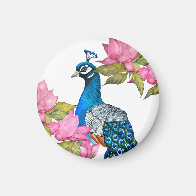 Aimant Watercolor peacock (Devant)
