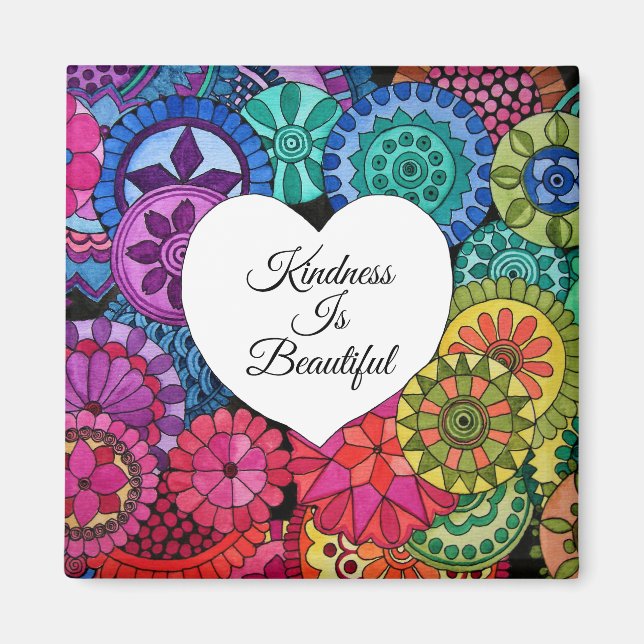 Aimant Watercolor Rainbow Mandala With Heart (Devant)