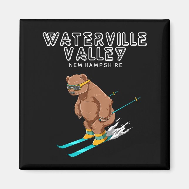 Aimant Waterville Valley New Hampshire - Funny Ski Grizzl (Devant)