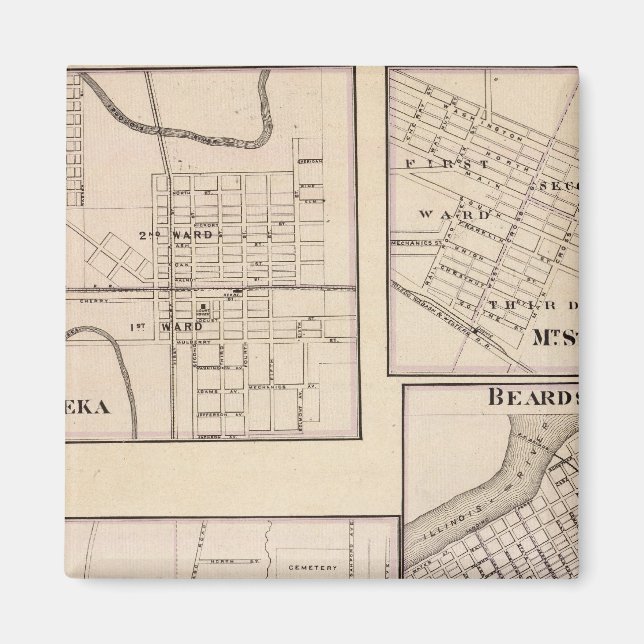 Aimant Watseka, Paris, Mt Sterling, Beardstown et Arcola (Devant)