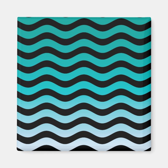 Aimant Wavy Turquoise Stripes Pattern (Devant)