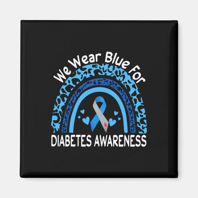 Aimant We Wear Blue For Diabetes Awareness Leopard Rainbo (Devant)