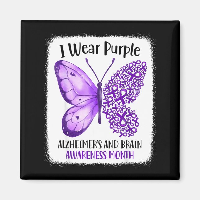 Aimant Wear purple alzheimer's and brain awareness month (Devant)