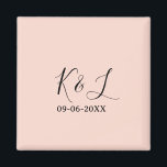 Aimant Wedding couple name letter date red pastel backgro<br><div class="desc">Design</div>