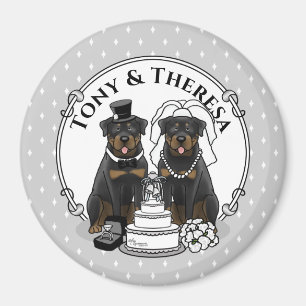 Aimant Wedding Couple Rottweilers Bride and Groom Dogs