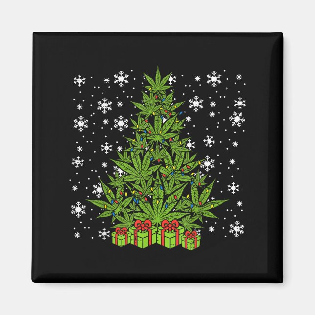 Aimant Weed Christmas Tree Funny Xmas T Men Women  (Devant)