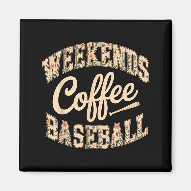 Aimant Week-ends café baseball mignon rétro vie de maman  (Devant)